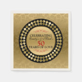 Red Swirls Gold Damask Servet (Voorkant)