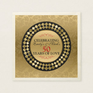 Red Swirls Gold Damask Servet