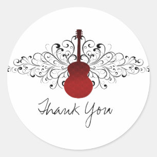 Red Swirls Guitar Dank je Stickers