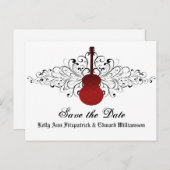 Red Swirls Guitar sparen het Briefkaart van de Dat (Voorkant / Achterkant)