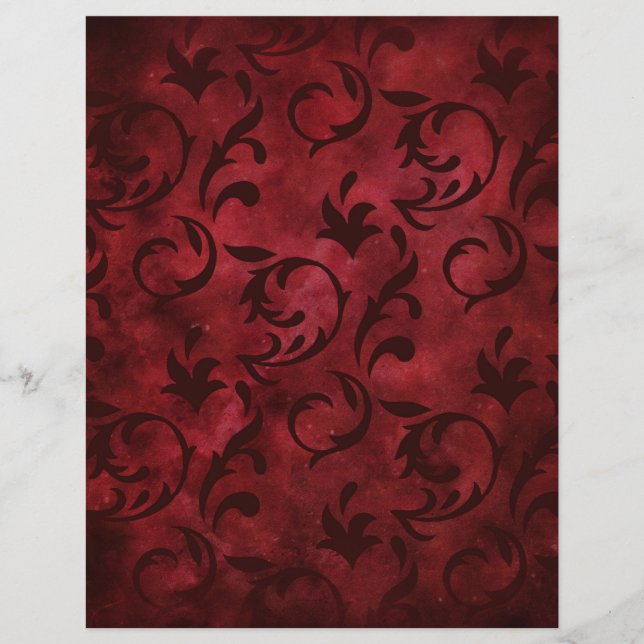 Red Swirls Patterated Scrapbook Paper (Voorkant)