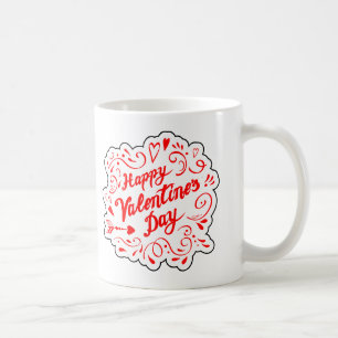 Red Swirly Valentijnsdag Graphic Koffiemok