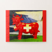 Red Swiss koe leuk Legpuzzel (Horizontaal)