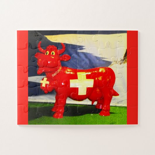 Red Swiss koe leuk Legpuzzel (Horizontaal)