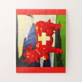 Red Swiss koe leuk Legpuzzel (Verticaal)