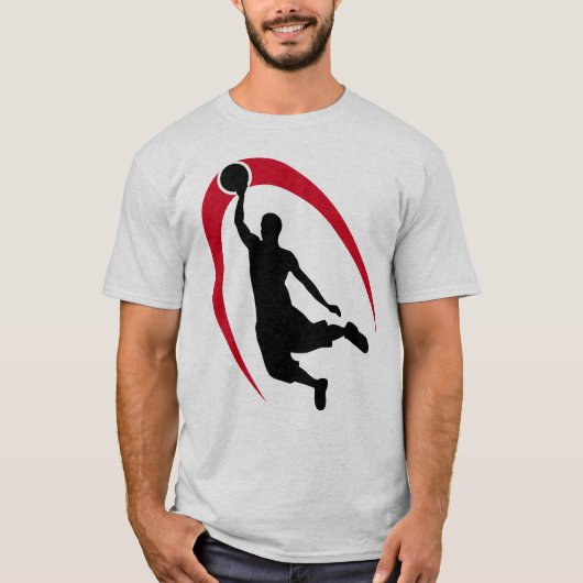Red Swoosh Basketball Slam Dunk T-shirt (Voorkant)