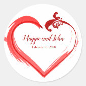 Red Swoosh Heart Aangepaste stickers (Voorkant)