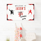 Red Sword Boy's Verjaardagsfeestje Welkom Spandoek (Insitu)