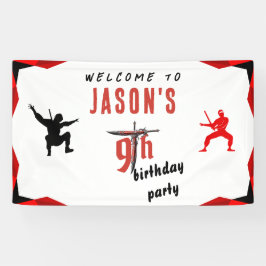 Red Sword Boy's Verjaardagsfeestje Welkom Spandoek