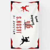 Red Sword Boy's Verjaardagsfeestje Welkom Spandoek (Verticaal)