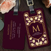 Red Sword Shield Medieval Fantasy Monogram Bagagelabel