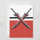 Red Sword Warrior Boy Verjaardagsfeestje Kaart (Achterkant)