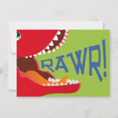 Red T-Rex Dinosaur Derde Birthday Invitation Card Kaart (Achterkant)