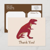 Red T-Rex, Dinosaur Kind bedankt Briefkaart (Voorkant / Achterkant)