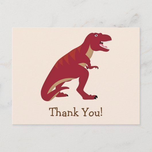 Red T-Rex, Dinosaur Kind bedankt Briefkaart (Voorkant)