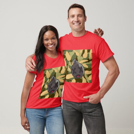 Red T-Shirt Army Fatigue Pattern Front & Center (Unisex)