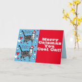 Red Tabby Cat Merry Kerstmis Cool Cats Kaart (Gele Bloem)