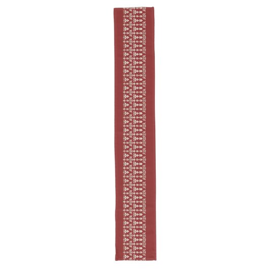 Red Table Runner with Elegant White Center Design Lange Tafelloper (Voorkant)