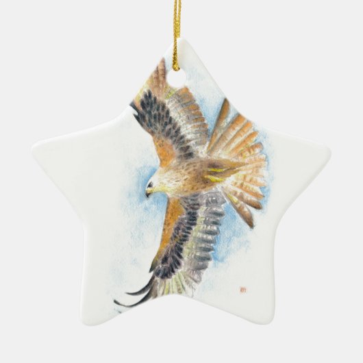 Red Tail Hawk Art Keramisch Ornament (Voorkant)
