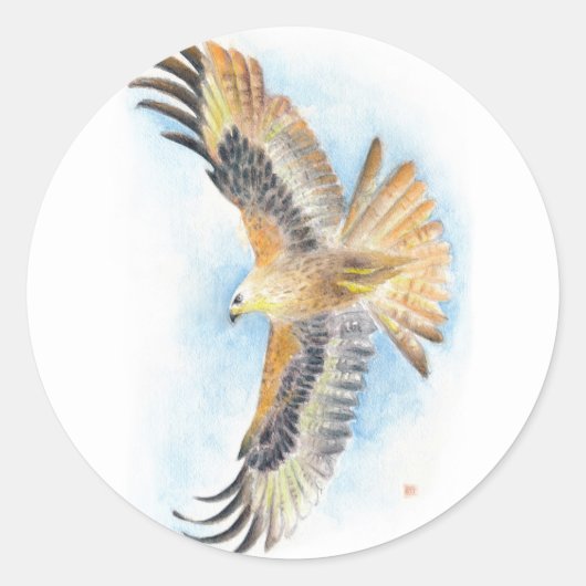 Red Tail Hawk Art Ronde Sticker (Voorkant)