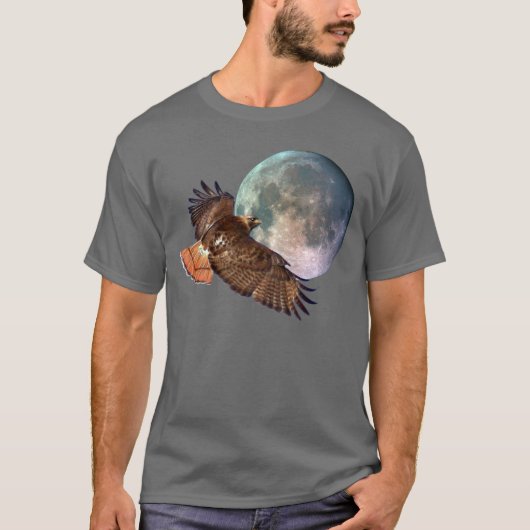 Red-Tail Hawk & Full Moon Wildlife Shirt (Voorkant)
