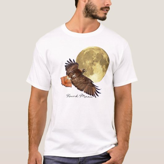 Red-Tail Hawk & Full Moon Wildlife Shirt (Voorkant)
