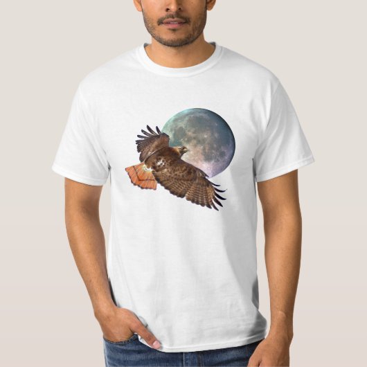 Red-Tail Hawk & Full Moon Wildlife Shirt (Voorkant)