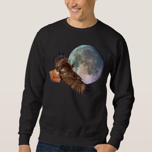 Red-Tail Hawk & Full Moon Wildlife Shirt (Voorkant)