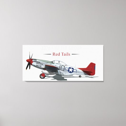 Red Tail P-51 Mustang van de Tuskegee Airmen Canvas Afdruk (Voorkant)
