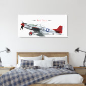 Red Tail P-51 Mustang van de Tuskegee Airmen Canvas Afdruk (Insitu (Slaapkamer))