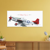 Red Tail P-51 Mustang van de Tuskegee Airmen Canvas Afdruk (Insitu (Woonkamer))