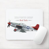 Red Tail P-51 Mustang van de Tuskegee Airmen Muismat (Met muis)