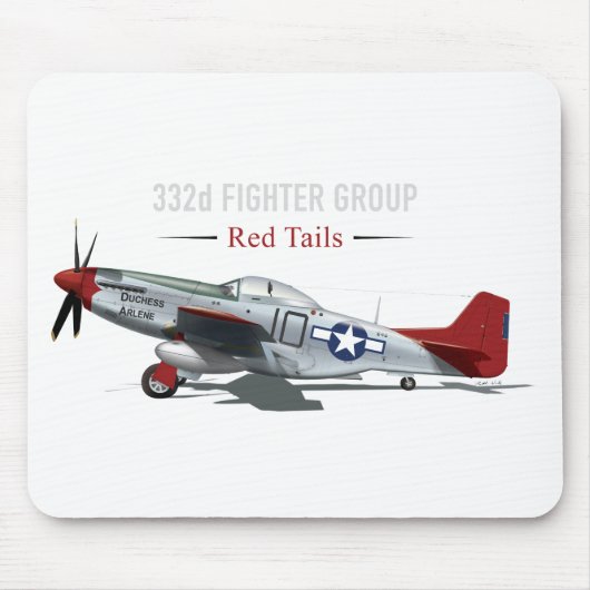 Red Tail P-51 Mustang van de Tuskegee Airmen Muismat (Voorkant)