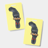 Red-tailed black cockatoo bird cartoon badge (Voor- en achterkant)