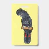 Red-tailed black cockatoo bird cartoon badge (Achterkant)