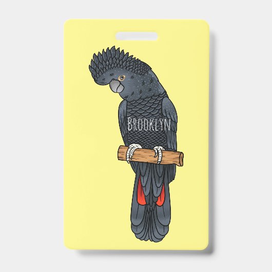 Red-tailed black cockatoo bird cartoon badge (Voorzijde)