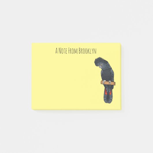 Red-tailed black cockatoo bird cartoon  post-it® notes (Voorkant)