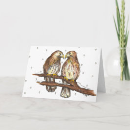 Red Tailed Hawk Bird Lovebird Snow Holiday Winter Feestdagen Kaart