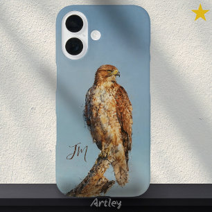Red-Tailed Hawk Bird Painting Aangepaste naam iPhone 16 Hoesje