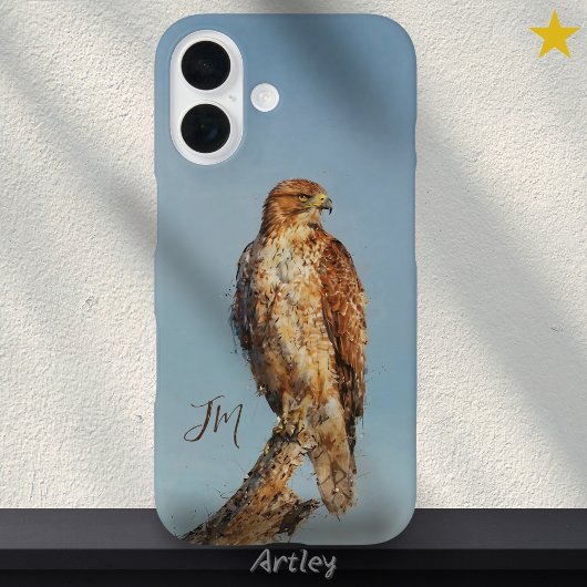 Red-Tailed Hawk Bird Painting Aangepaste naam Case-Mate iPhone Case