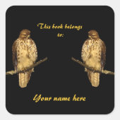 Red Tailed Hawk Bookplate Sticker (Voorkant)