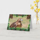 Red-Tailed Hawk Christmas Kaart (Gele Bloem)