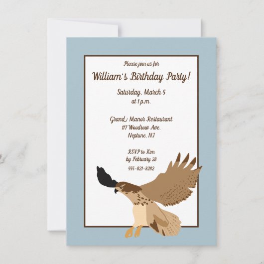 Red-Tailed Hawk in Flight Birthday Party Kaart (Voorkant)