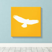 Red Tailed Hawk in Flight White Outline op Sinaasa Canvas Afdruk (Insitu (Houten vloer))