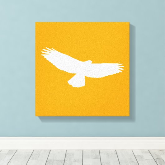 Red Tailed Hawk in Flight White Outline op Sinaasa Canvas Afdruk (Insitu (Houten vloer))