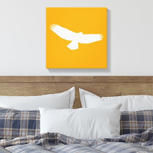 Red Tailed Hawk in Flight White Outline op Sinaasa Canvas Afdruk (Insitu (Slaapkamer))