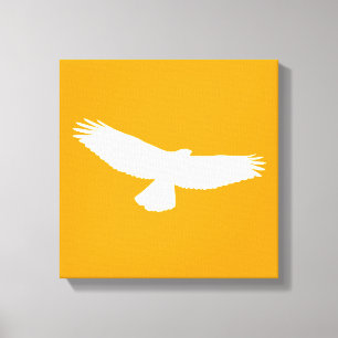 Red Tailed Hawk in Flight White Outline op Sinaasa Canvas Afdruk