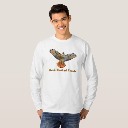 Red-Tailed Hawk Lange T-shirts (Voorkant volledig)