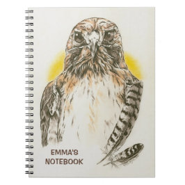 Red Tailed Hawk met Veerkunst Notitieboek