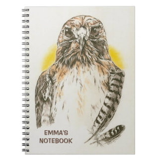 Red Tailed Hawk met Veerkunst Notitieboek